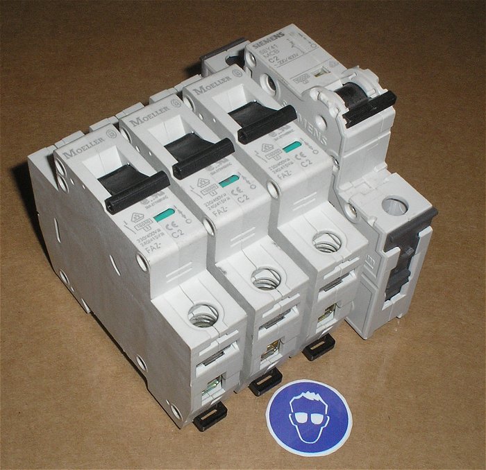hq 3x Leitungsschutzschalter LS Automat Sicherung C2 A Ampere Moeller 1x Siemens