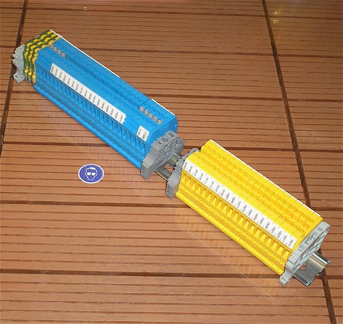 hq ca 49x Klemme Reihenklemme u.a. PE blau gelb Entrelec M4 6 + Schiene