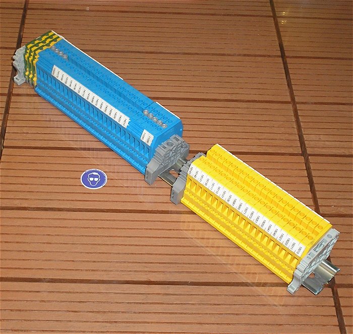hq ca 49x Klemme Reihenklemme u.a. PE blau gelb Entrelec M4 6 + Schiene
