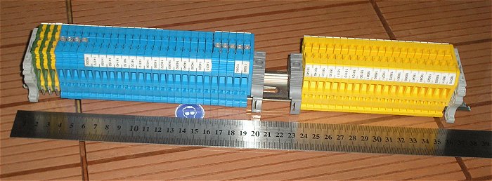 hq3 ca 49x Klemme Reihenklemme u.a. PE blau gelb Entrelec M4 6 + Schiene