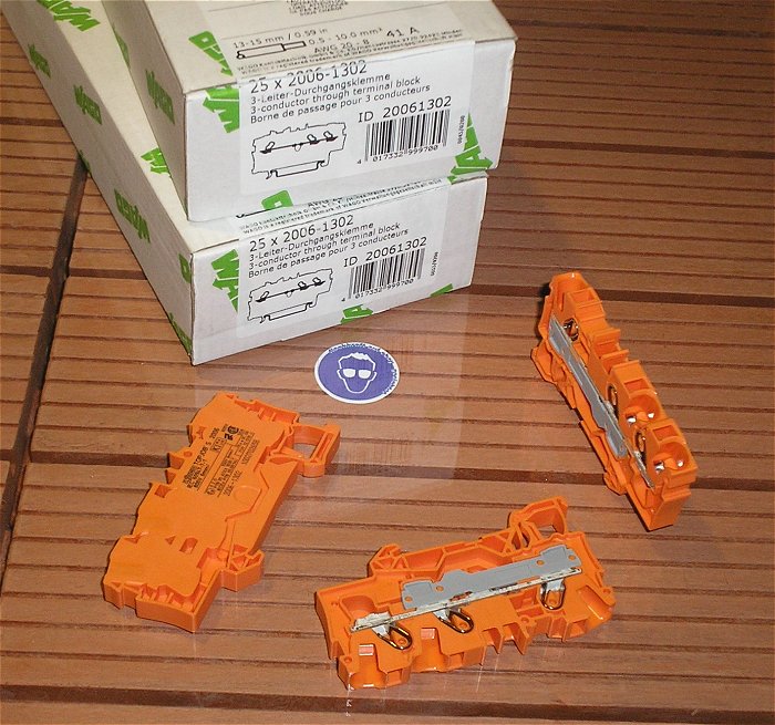 hq ca 25x Klemme Reihenklemme 10mm² Wago 2006-1302 EAN 4017332999700