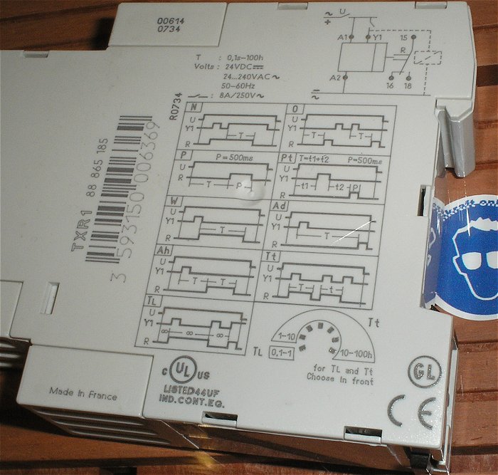 hq2 Zeitrelais 24V Volt DC 24-230V AC 0,1s-100h Crouzet TXR1 88865185 EAN 3593150006369