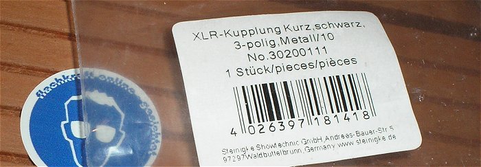 hq4 7x Kupplung Buchse XLR Metall 3polig Ring schwarz Omnitronic 30200111 EAN 4026397181418
