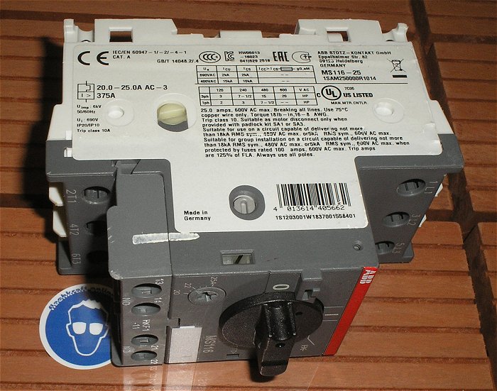 hq1 Motorschutzschalter 20-25A Ampere ABB MS116-25 EAN 4013614405662