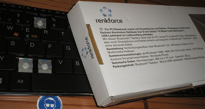 hq4 Tastatur Keyboard Funktastatur Akku Bluetooth Bastler Renkforce 1583219 EAN 4016139312170