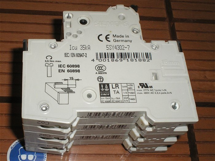 hq1 Leitungsschutzschalter LS Automat Sicherung C2 A Ampere 3polig Siemens EAN 4001869181882
