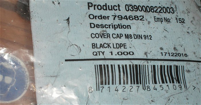hq2 20x Abdeckung Verschluß-Kappe Cover Cap DIN 912 für Innensechskant M8 EAN 8714227845109
