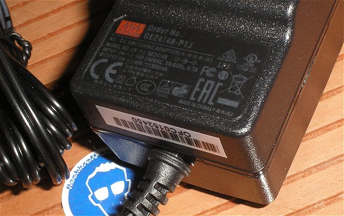 hq5 Netzteil 230V Volt AC auf 48V DC 500mA POE MW Meanwell GE24I48-P1J EAN 4021087024921