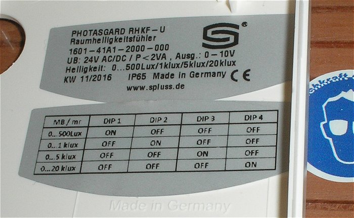 hq2 Raumhelligkeitsfühler 24V AC DC 0-10V 500Lux 1 5 20klux S + S Photasgard RHKF-U