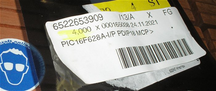 hq2 4x IC PIC Prozessor PIC16F628A-I P PDIP18 MCP Microchip Technology EAN 2050000053832