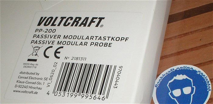 hq1 Tastkopf passiv für Oszilloskop 1:1 10:1 Voltcraft PP-200 Mhz 2181311 EAN 4053199995646