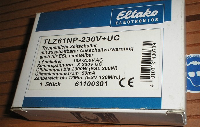 hq3 Treppenlicht-Zeitschalter 8-230V AC DC Eltako TLZ61NP-230V UC 61100301 EAN 4010312400739