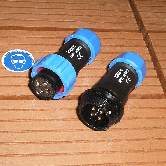 hq 1x Stecker Steckverbinder und 1x Buchse Kupplung 4polig Weipu SP21 Series