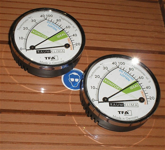 hq 2 Stück Raumklima Anzeige analog Thermometer Hygrometer TFA Dostmann 45.2024
