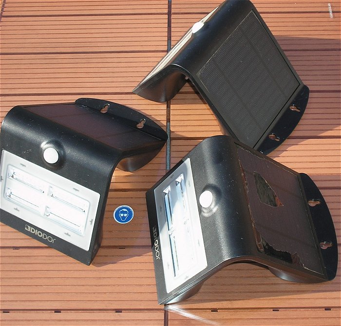 hq 3 Stück Solarlampe LED Wandleuchte Solarzelle für Li-Ion Akku 18650 u.a. Diodor