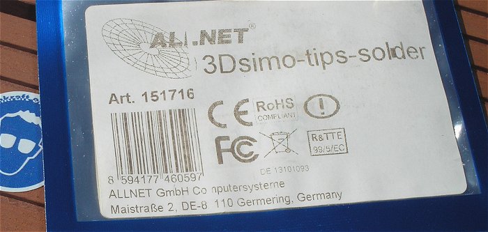 hq2 Set 3x Lötspitze ohne Lötzinn Allnet 3Dsimo-tips-solder 151716 EAN 8594177460597