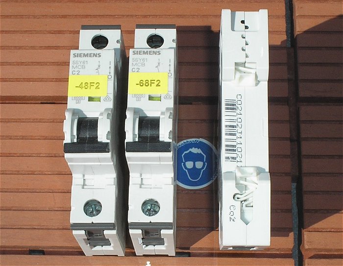 hq1 6x Leitungsschutzschalter LS Automat Sicherung C2 A Ampere Siemens EAN 4001869246000
