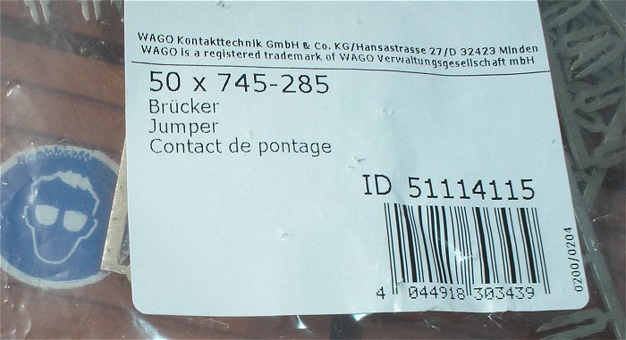 hq3 50x Brückungskamm Querverbinder Kammbrücker Wago 745-285 51114115 EAN 4044918303439