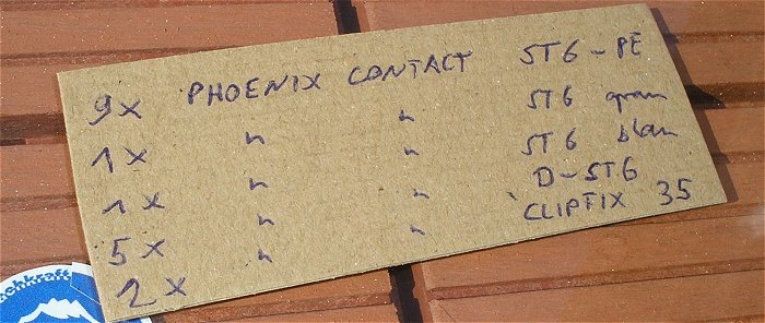 hq4 9x Klemme Reihenklemme 6mm² Phoenix Contact ST6 PE 1x grau 1x blau 5x D-ST