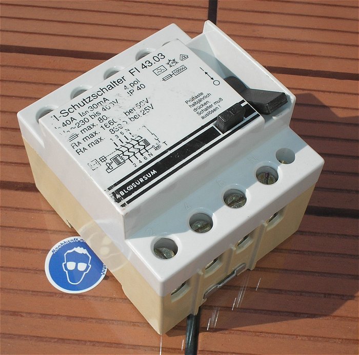 hq Fehlerstrom Schutzschalter FI Automat 40A Ampere 0,03A 30mA 4polig ABL Sursum