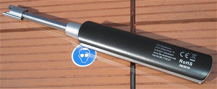 hq4 ARC Lichtbogen Elektro Feuerzeug USB Akku TFA Dostmann 98.1118.01 EAN 4009816033116