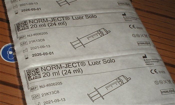 hq4 10 Stück Einmal Spritzen 20ml(24ml) Dosieren Braun Norm-Ject Luer Solo NJ-4606205 