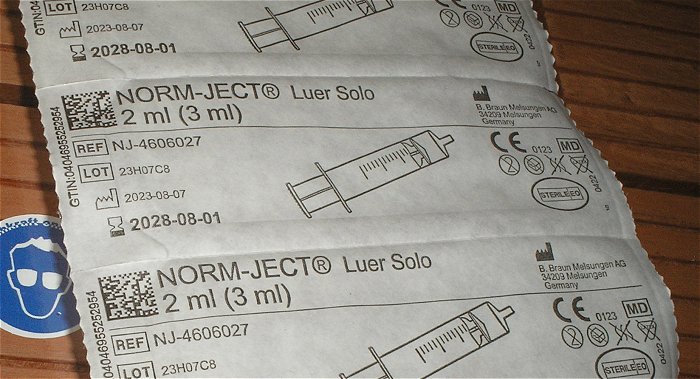 hq4 10 Stück Einmal Spritzen 2ml(3ml) zB Dosieren Braun Norm-Ject Luer Solo NJ-4606027 