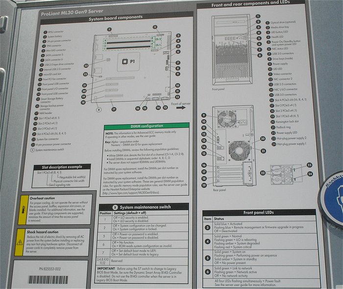 hq6 PC HP Proliant ML30 Gen9 Server 2x 8GB Motherboard HPE Spare 873607-001 Chicony 