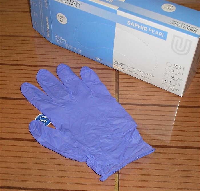 hq 100 Stück Handschuhe Gr. L Nitril Unigloves Saphire Sapphire Pearl 6514 18102072 