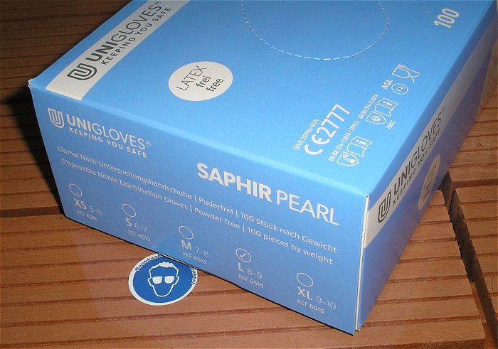 hq2 100 Stück Handschuhe Gr. L Nitril Unigloves Saphire Sapphire Pearl 6514 18102072 