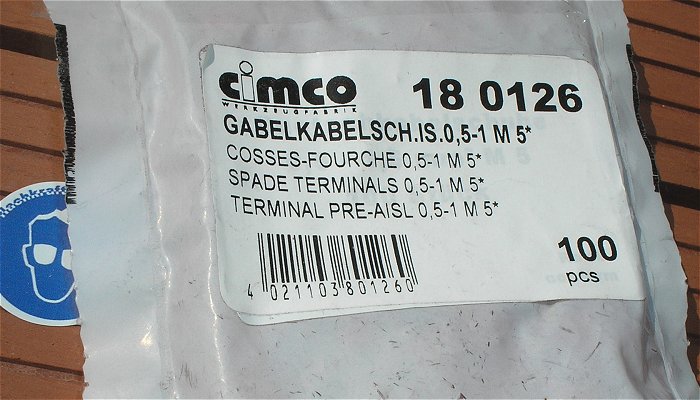 hq2 ca 100x Kabelschuh Gabelkabelschuhe 0,5-1mm² M5 rot Cimco 180126 EAN 4021103801260