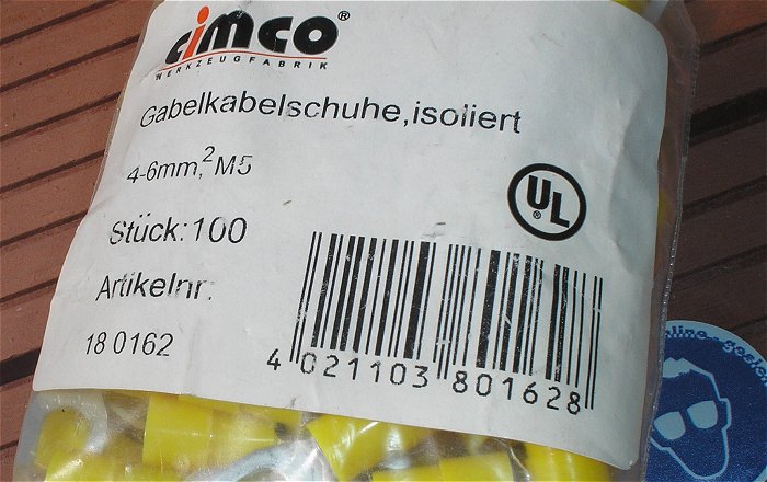 hq2 ca 100x Kabelschuh Gabelkabelschuhe 4-6mm² M5 gelb Cimco 180162 EAN 4021103801628