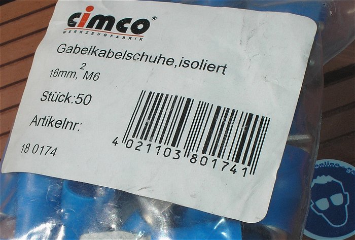 hq2 ca 100x Kabelschuh Gabelkabelschuhe 16mm² M6 blau Cimco 180174 EAN 4021103801741