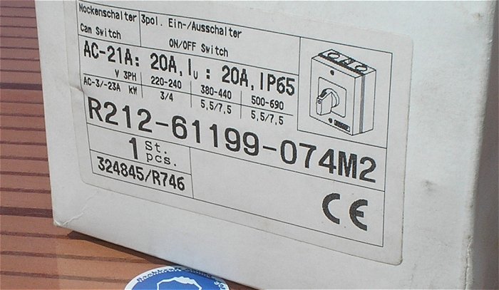 hq3 2x Hauptschalter Ein Aus Schalter mit Gehäuse 3polig 20A Sälzer R212-61199-074M2