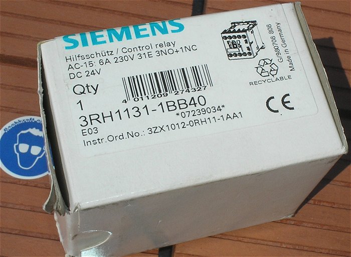 hq2 Schütz Hilfsschütz 24V Volt DC 3S1Ö Siemens 3RH1131-1BB40 EAN 4011209274327