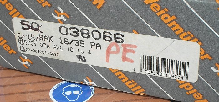 hq2 ca 25x Reihenklemme 16mm² Schutzleiter PE Weidmüller EK16 35
