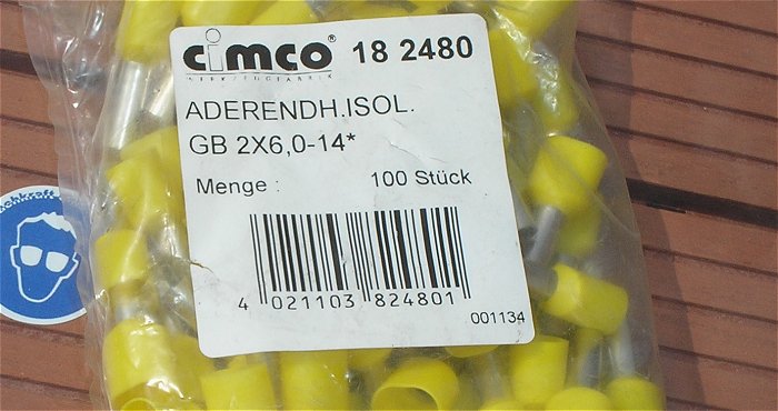 hq2 ca 100x Aderendhülsen Zwilling Twin Doppel 2x 6mm² Cimco 182480 EAN 4021103824801