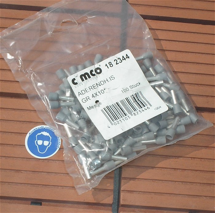 hq ca 100x Aderendhülsen 4mm² 4x10 GR grau Cimco 182344 EAN 4021103823446