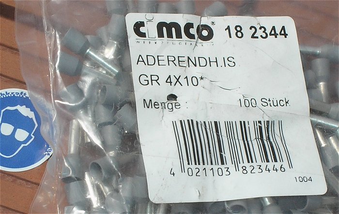 hq2 ca 100x Aderendhülsen 4mm² 4x10 GR grau Cimco 182344 EAN 4021103823446