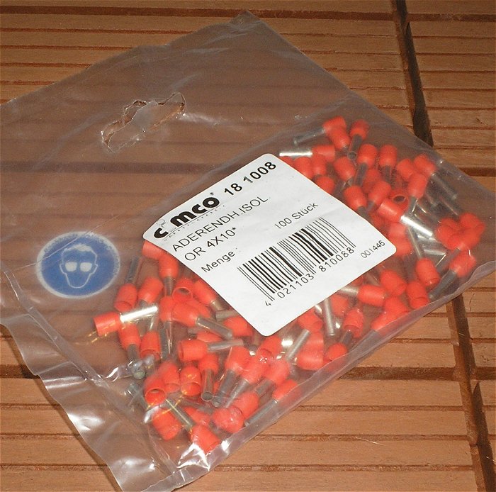 hq ca 100x Aderendhülsen 4mm² 4x10 OR orange Cimco 181008 EAN 4021103810088