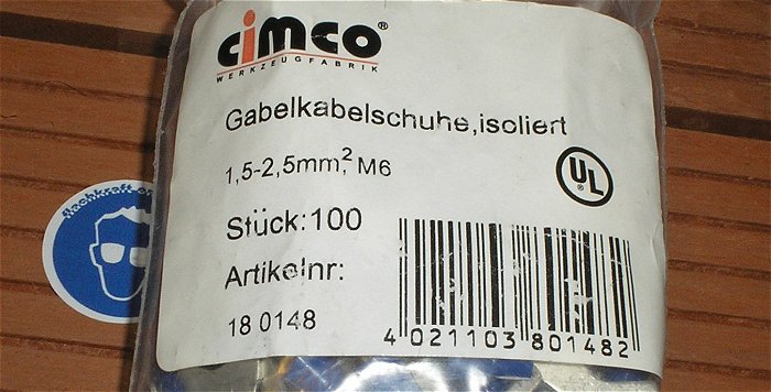 hq2 100x Kabelschuh Gabelkabelschuhe 1,5-2,5mm² M6 blau Cimco 180148 EAN 4021103801482