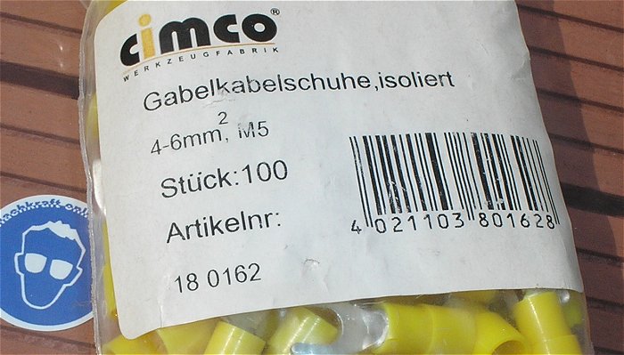 hq2 100x Kabelschuh Gabelkabelschuhe 4-6mm² M5 gelb Cimco 180162 EAN 4021103801628