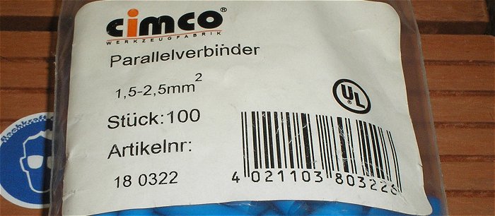 hq2 100x Parallelverbinder Stoßverbinder 1,5-2,5mm² blau Cimco 180322 EAN 4021103803226