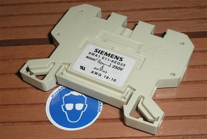 hq1 10x Klemme Reihenklemme Diodenklemme 4mm² Siemens 8WA1011-6EG23 EAN 4011209160804