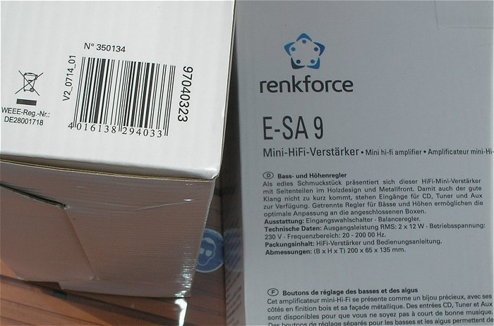 hq6 2 Stück Mini Hifi Audio Verstärker Renkforce E-SA 9 350134  EAN 4016138294033