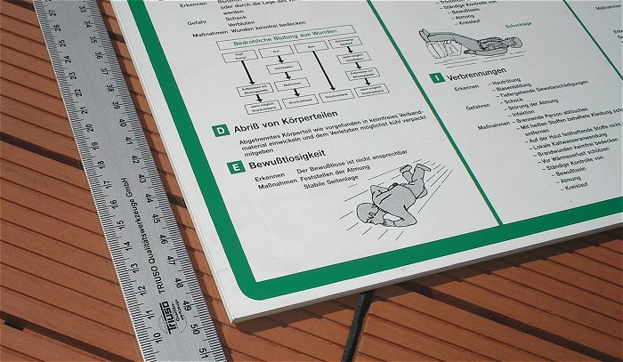 hq4 Schild PVC 50x36cm 500x360mm BG Anleitung zur Ersten Hilfe bei Unfällen 10 1991