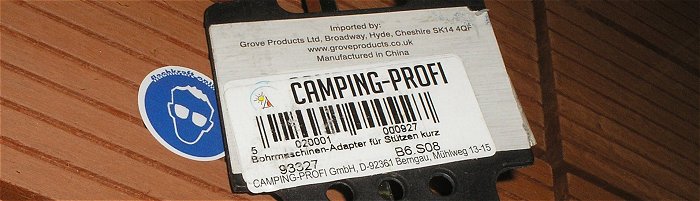 hq2 Bohrmaschinen-Adapter für Ausdrehstützen 300mm 19mm Camping Profi  EAN 5020001000927