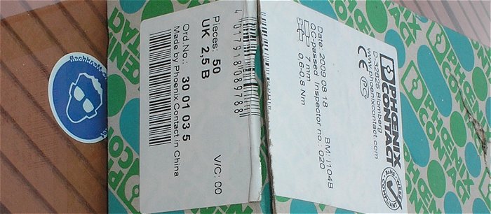hq2 ca 48x Reihenklemmen 2,5mm² grau Phoenix Contact UK 2,5 B 3001035  EAN 4017918089788