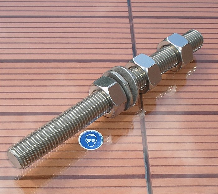 hq ein Gewindebolzen Gewindestange M24 ca 250mm Edelstahl 3x Mutter 2x Unterlegscheibe 
