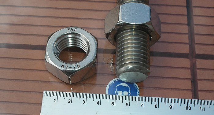 hq1 ein Gewindebolzen Gewindestange M24 ca 250mm Edelstahl 3x Mutter 2x Unterlegscheibe 